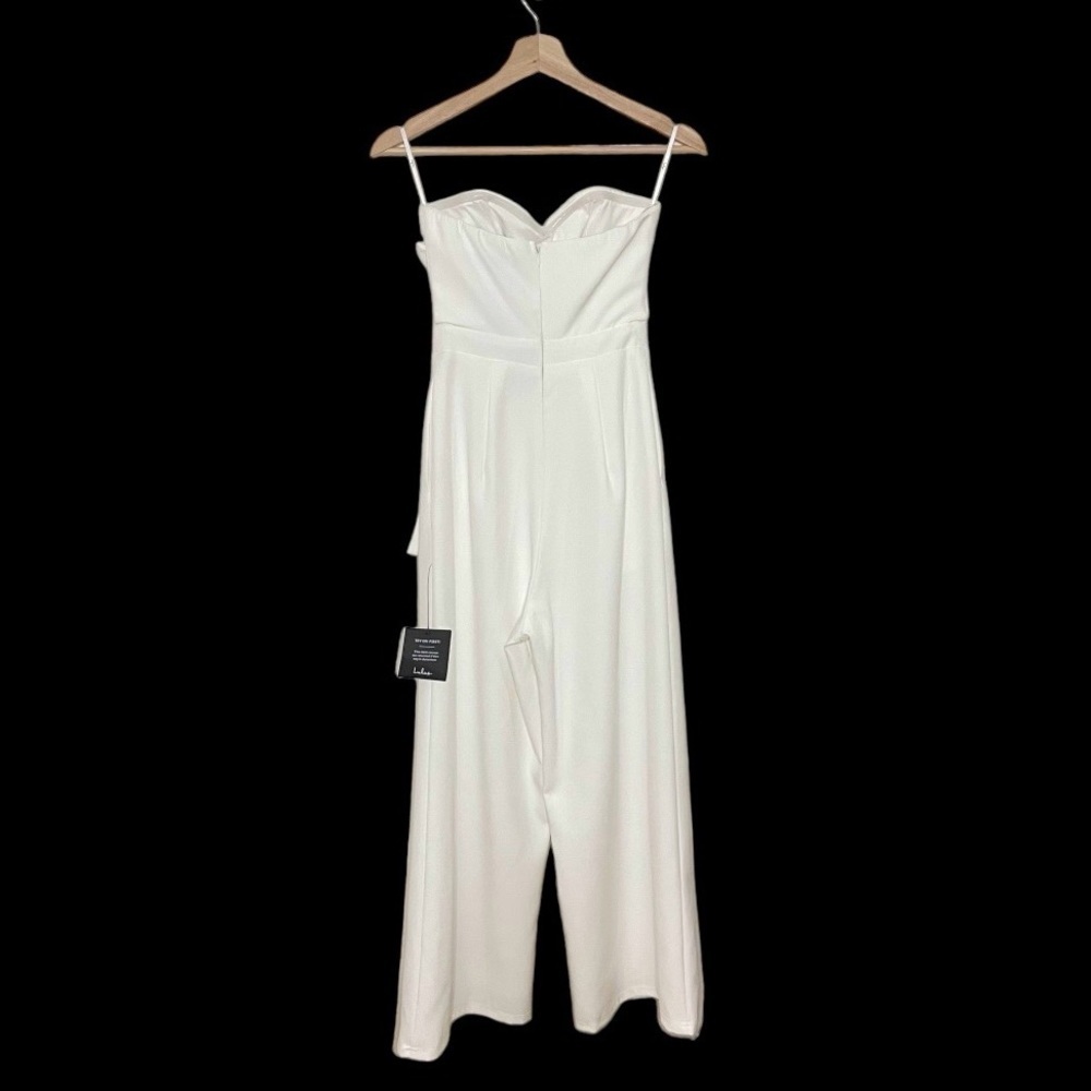 NWT Lulus Won A Heart Strapless Sweetheart Wide Leg Jumpsuit White XS - Picture 6 of 16